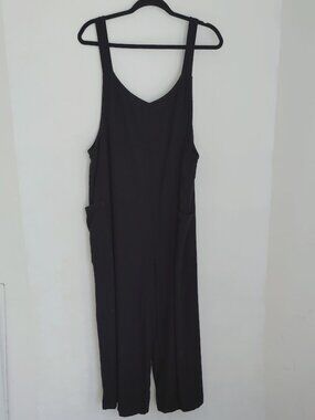 Hunter & Brown Women Wide Leg Linen Blend Jumpsuit Sz XL Slouchy Lagenlook Boho